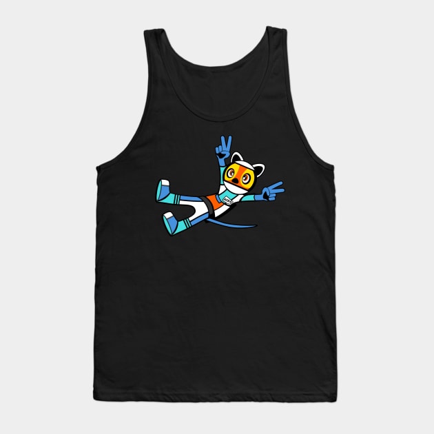 Colorful Space Quokka With Two Raised Peace Hand Signs Tank Top by MOULE